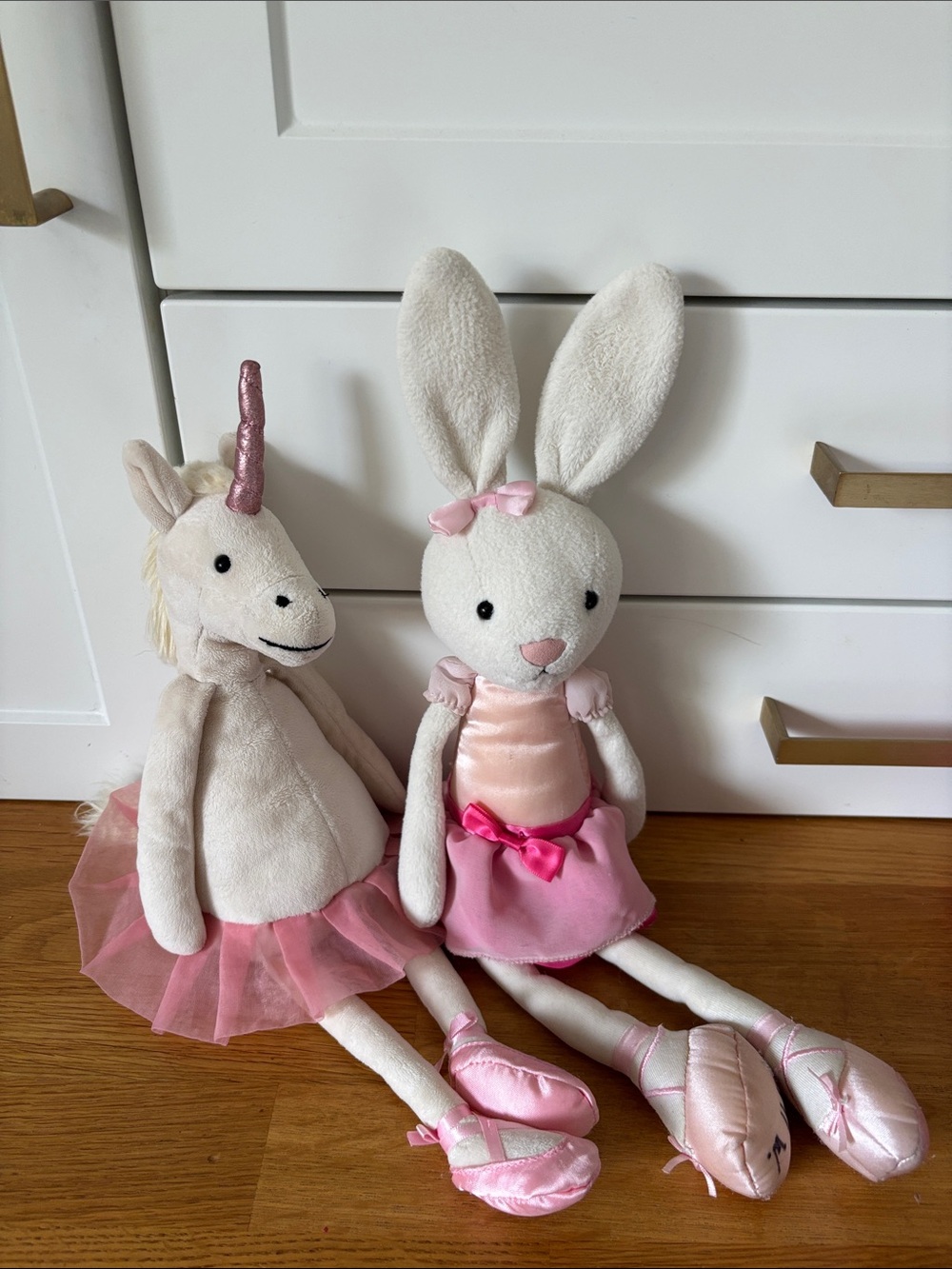 Jellycat Cream Bunny and Unicorn Ballet Duo in Pink